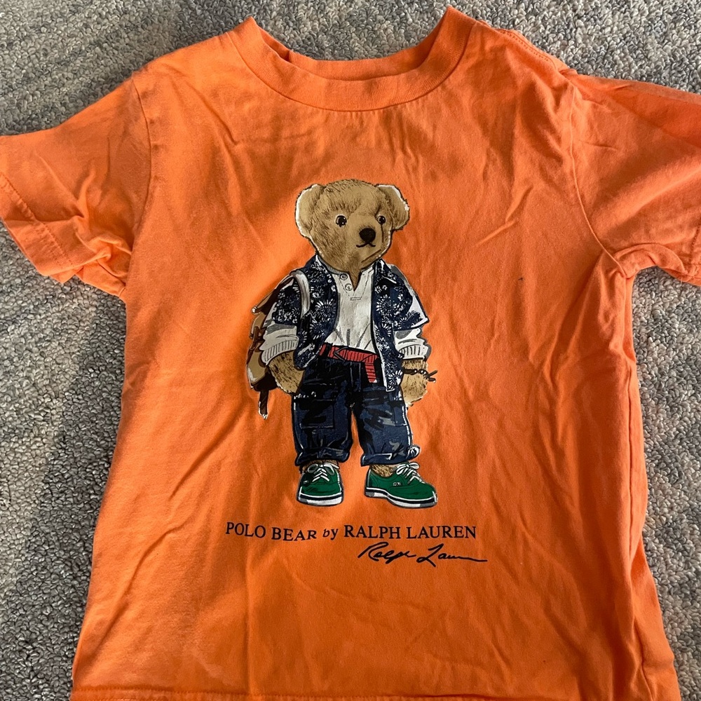 Ralph Lauren Kids Orange Polo Bear T-Shirt
